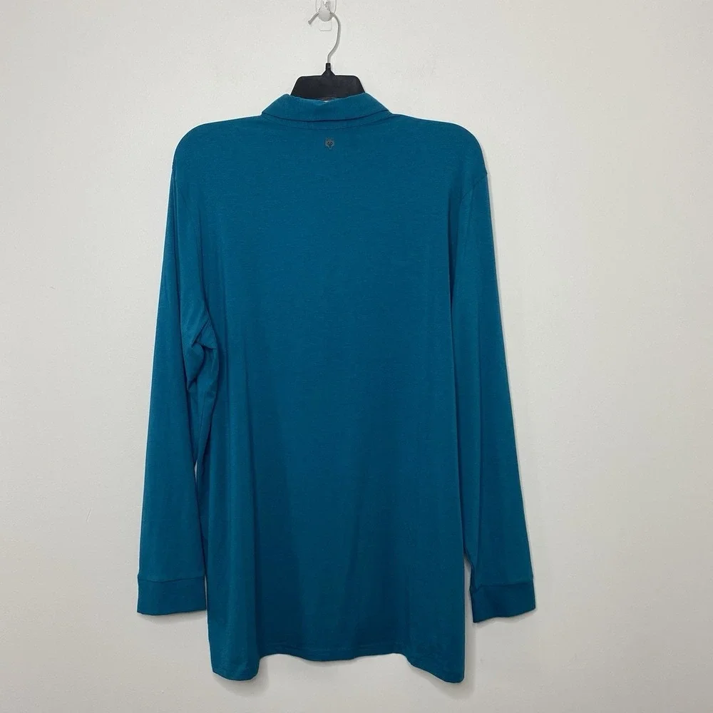 Greyson Apache II Long Sleeve‎ polo Shirt Men's XXL Fiddle Teal Green